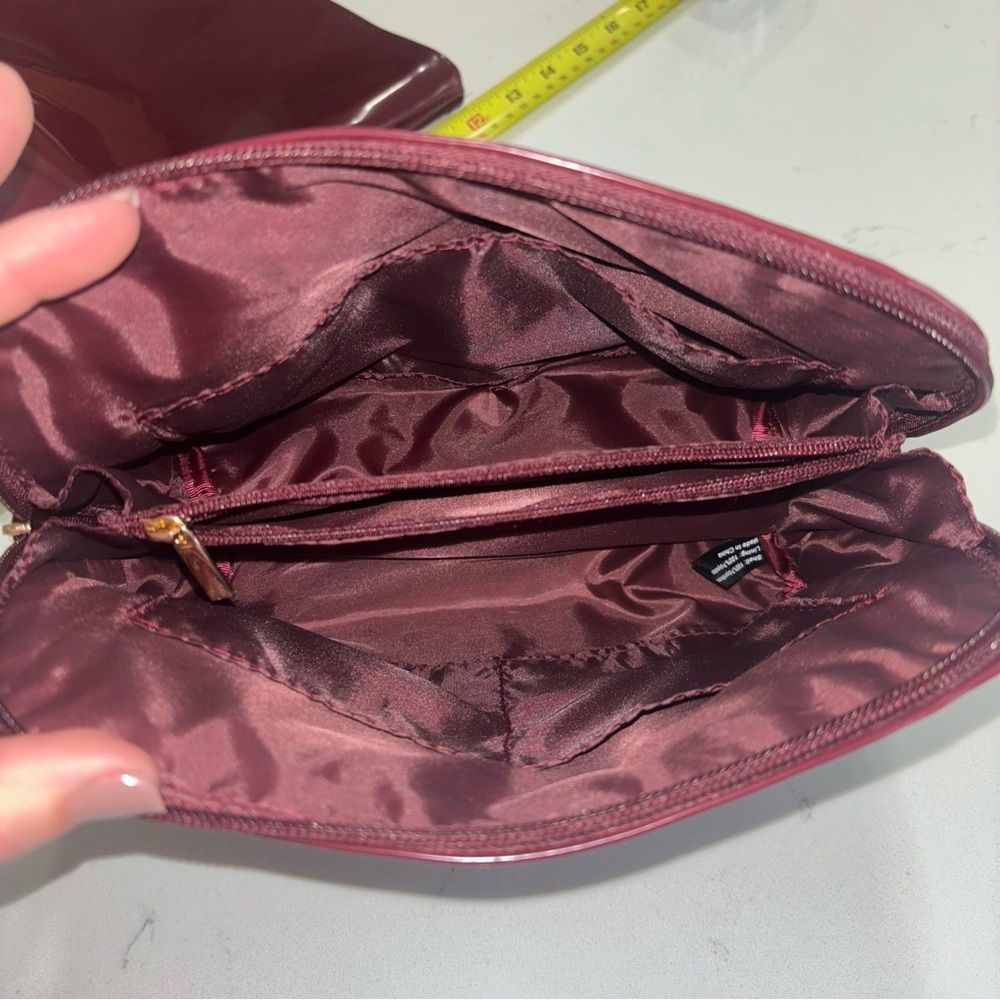 Burgundy Leather Tote Bag with Pouch - Picture 5 of 8